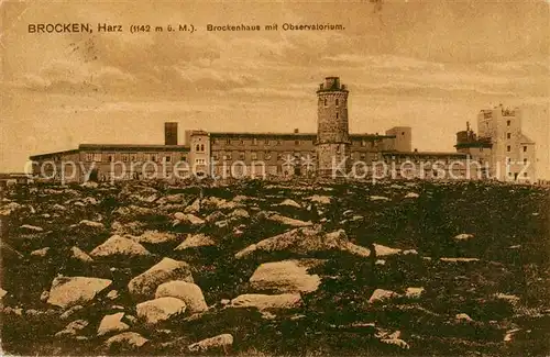 AK / Ansichtskarte Brocken_Harz Brockenhaus mit Observatorium Brocken Harz