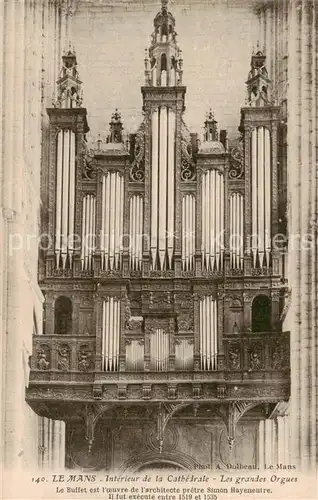 AK / Ansichtskarte Le_Mans_Sarthe Interieur de la Cathedrale Les grandes Orgues Le_Mans_Sarthe