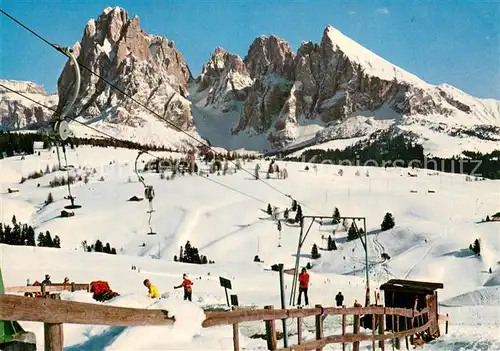 AK / Ansichtskarte  Skilift_Schlepplift_Remontees-Mecaniques Dolomiten Seiseralm Skilift Sonne 