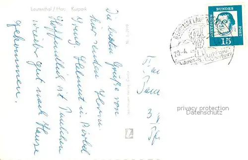 AK / Ansichtskarte  Lautenthal_Harz Kurpark Lautenthal Harz