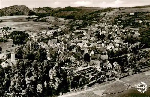 AK / Ansichtskarte  Polle_Oberweser Fliegeraufnahme mit Hotel Zur Burg Polle_Oberweser