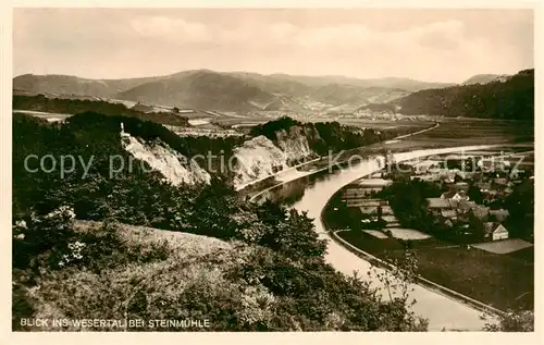 AK / Ansichtskarte  Steinmuehle_Pegestorf_Wesertal Blick ins Wesertal mit Stein oder Teufelsmuehle an der Weser 