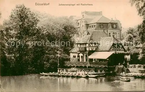 AK / Ansichtskarte 73812111 Duesseldorf Schwanenspiegel mit Fischerhaus Duesseldorf