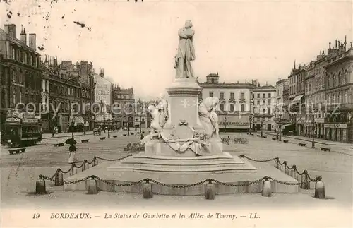 AK / Ansichtskarte Bordeaux_33 La Statue de Gambetta et les Allees de Tourny 