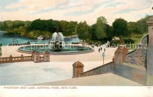 AK / Ansichtskarte 73812217 New_York_City Fountain and Lake Central Park New_York_City