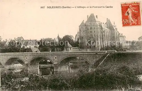 AK / Ansichtskarte Solesmes_72_Sarthe Abbaye et le Pont sur la Sarthe 