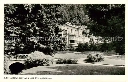 AK / Ansichtskarte  Bad_Sachsa_Harz Kurpark mit Kurmittelhaus Bad_Sachsa_Harz