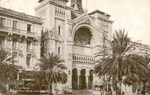 AK / Ansichtskarte  Tunis Place de la Cathédrale Tunis