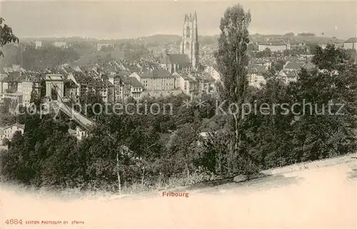 AK / Ansichtskarte Fribourg_FR Vue generale avec l eglise Fribourg FR