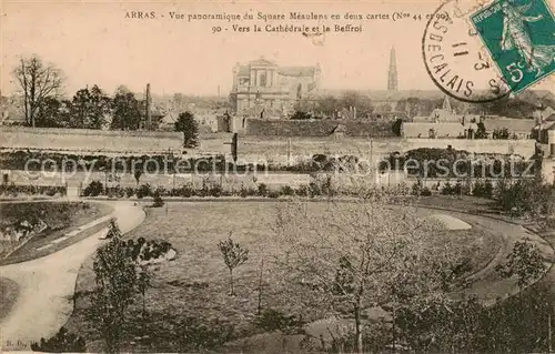 AK / Ansichtskarte Arras__62 Vue panoramique du Square Meaulens en deux cartes Vers la Cathedrale et le Beffroi 