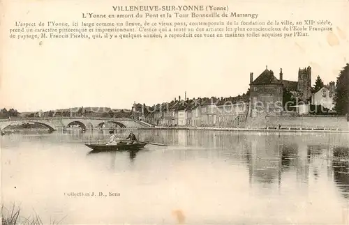 AK / Ansichtskarte Villeneuve sur Yonne LYonne en amont du Pont et la Tour Bonneville de Marsangy Villeneuve sur Yonne