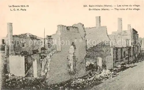 AK / Ansichtskarte Saint Hilaire_ au Temple_51_Marne Les ruines du village La Guerre 1914 15 