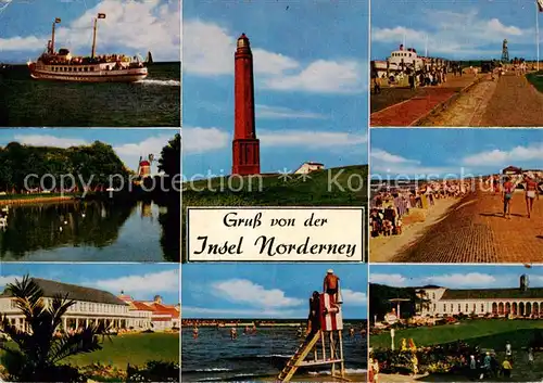 AK / Ansichtskarte  Norderney_Nordseebad Faehrschiff Leuchtturm Promenade Schwimmbad  Norderney_Nordseebad