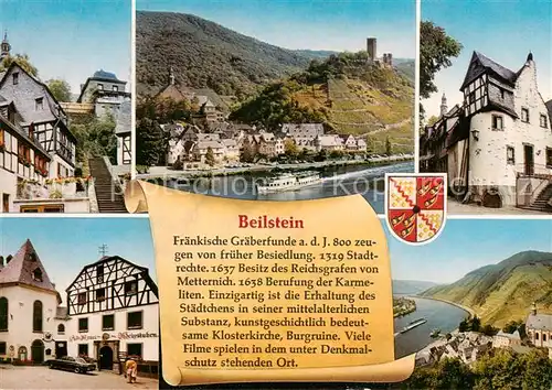 AK / Ansichtskarte 73812653 Beilstein_Mosel Treppenaufgang Fliegeraufnahme Klosterkirche Burg Gasthaus Moselpartie Beilstein_Mosel