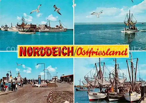 AK / Ansichtskarte  Norddeich__Norden_Nordseebad Faehren Fischkutter Faehrbahnhof Fischereihafen 