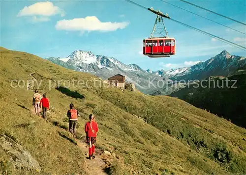 AK / Ansichtskarte 73812678 Seilbahn_Cable-Car_Telepherique Davos Flueela Pischabahn gegen Wisshorn 