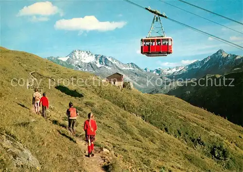 AK / Ansichtskarte  Seilbahn_Cable-Car_Telepherique Davos Flueela Pischabahn gegen Wisshorn 