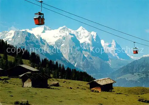 AK / Ansichtskarte  Seilbahn_Cable-Car_Telepherique Gondelbahn Reuti Bidmi Maegisalp Moench Eiger 