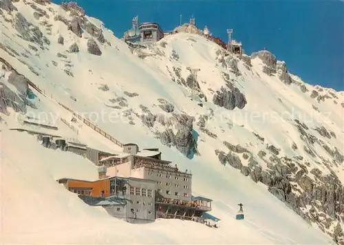 AK / Ansichtskarte  Seilbahn_Cable-Car_Telepherique Zugspitze mit Hotel Schneefernerhaus 