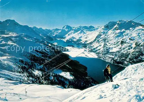 AK / Ansichtskarte 73812712 Skilift_Schlepplift_Remontees-Mecaniques Silvaplana Corvatsch Oberengadiner Seen 