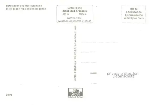 AK / Ansichtskarte  Seilbahn_Cable-Car_Telepherique Alpsiegel und Bogarten Bergstation Und Restourant 
