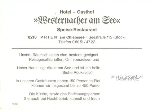 AK / Ansichtskarte 73812784 Prien_Chiemsee Hotel Gasthof Westernacher am See Prien Chiemsee