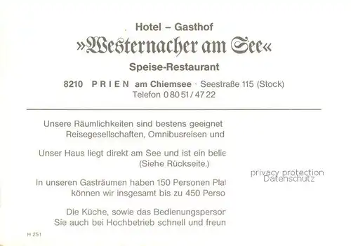 AK / Ansichtskarte  Prien_Chiemsee Hotel Gasthof Westernacher am See Prien Chiemsee