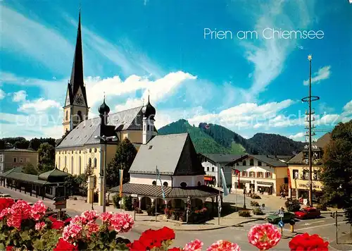 AK / Ansichtskarte  Prien_Chiemsee Ortsansicht mit Kirche Prien Chiemsee