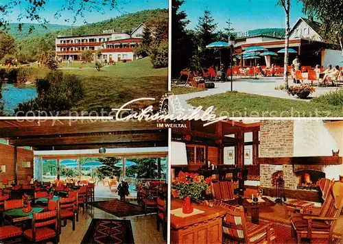 AK / Ansichtskarte  Neuweilnau Hotel Erbismuehle Gastraeume Terrasse Neuweilnau