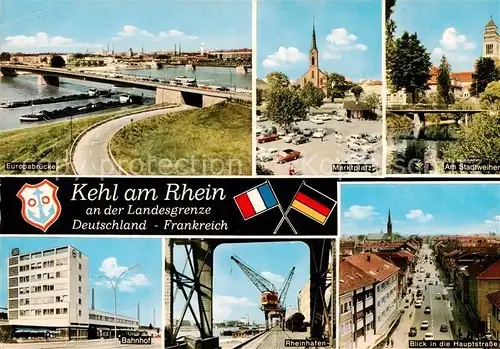 AK / Ansichtskarte 73812840 Kehl_Rhein Europabruecke Marktplatz Stadtweiher Bahnhof Rheinhafen Hauptstrasse Kehl_Rhein