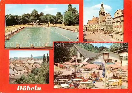 AK / Ansichtskarte  Doebeln Freibad Rathaus Panorama HO Parkrestaurant Buergergarten Doebeln