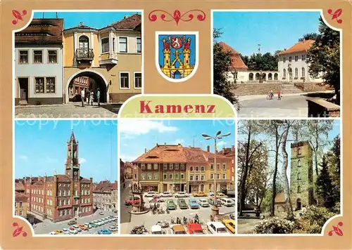 AK / Ansichtskarte  Kamenz_Sachsen Klostertor Lessingmuseum Rathaus Platz der Befreiung Lessingturm auf dem Hutberg  Kamenz Sachsen