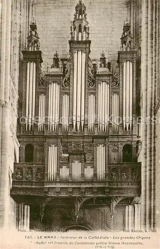 AK / Ansichtskarte Le_Mans_Sarthe Interieur de la Cathedrale les grandes orgues Le_Mans_Sarthe