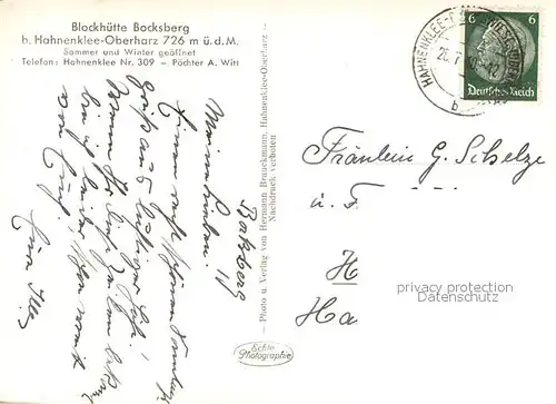 AK / Ansichtskarte  Hahnenklee-Bockswiese_Harz Blockhuette Bocksberg mit Turm Hahnenklee-Bockswiese