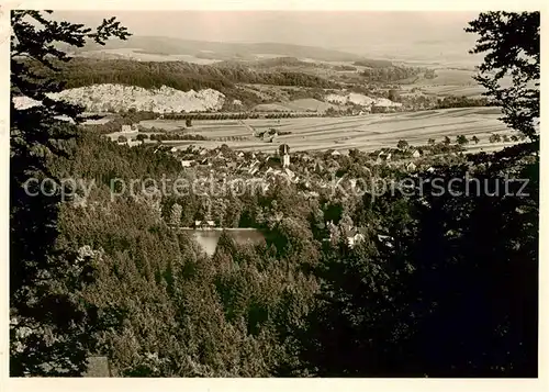 AK / Ansichtskarte  Bad_Sachsa_Harz Panorama Blick auf die Stadt mit Schmelzteich und Sachsenstein Bad_Sachsa_Harz