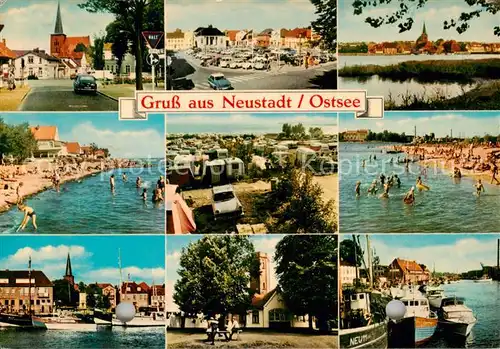 AK / Ansichtskarte  Neustadt_Holstein Teilansichten Strand Campingplatz Hafen Neustadt_Holstein