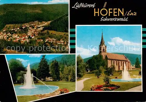 AK / Ansichtskarte  Hoefen_Enz Kirche Springbrunnen Luftaufnahme Hoefen_Enz