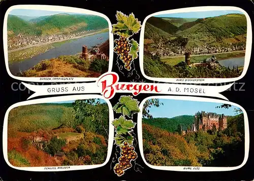 AK / Ansichtskarte  Burgen_Mosel Burgen Campingplatz Burg Bischofstein Schloss Waldeck Burg Eltz Burgen Mosel