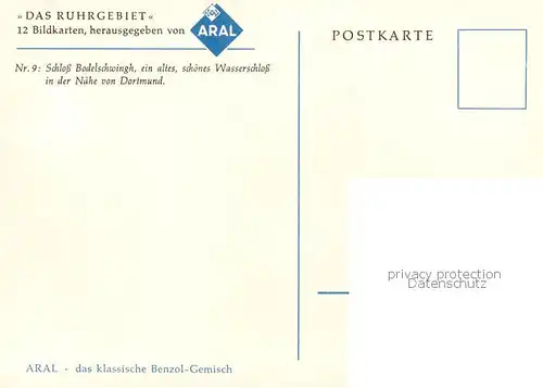 AK / Ansichtskarte 73813051 Dortmund Serie Das Ruhrgebiet 12 Bildkarten Aral Nr. 9 Schloss Bodelschwingh Kuenstlerkarte Dortmund