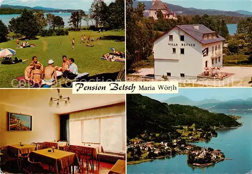 AK / Ansichtskarte  Maria_Woerth_Woerthersee Pension Betsch Liegewiese Strandbad Luftaufnahme Maria_Woerth_Woerthersee