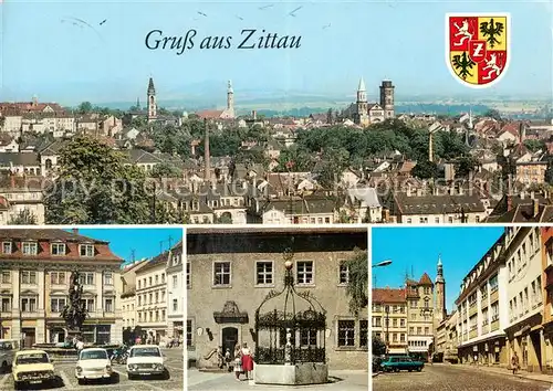 AK / Ansichtskarte  Zittau Stadtpanorama Herkulesbrunnen Gruener Born Museum Klosterkirche Zittau