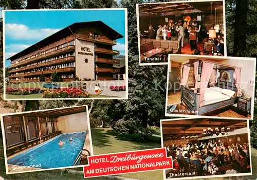 AK / Ansichtskarte 73813163 Tittling Hotel Dreiburgensee Schwimmbad Tanzbar Gaestezimmer Theatersaal Tittling