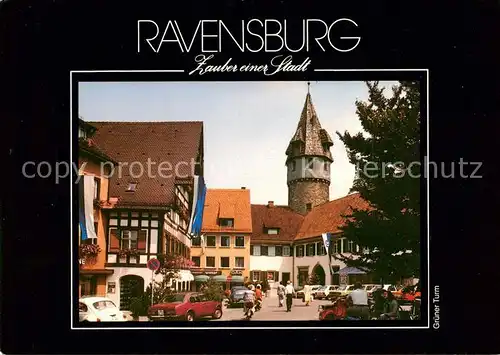 AK / Ansichtskarte  Ravensburg__Wuerttemberg Der Gruene Turm mit Bauhuette 