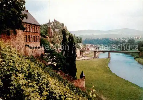 AK / Ansichtskarte  Saarburg_Saar Blick auf Burg und Saarbruecke Saarburg Saar