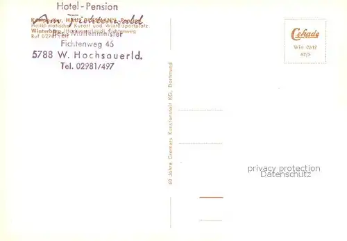 AK / Ansichtskarte  Winterberg_Hochsauerland Hotel Pension Fichtenwald Winterberg_Hochsauerland