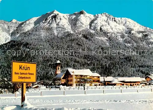 AK / Ansichtskarte 73813215 Kruen_Garmisch-Partenkirchen Panorama mit Soierngruppe 