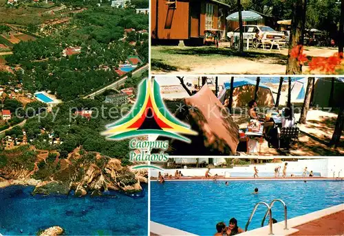 AK / Ansichtskarte  Palamos_Costa_Brava_ES Fliegeraufnahme Camping Palamos Schwimmbad 