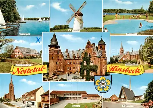 AK / Ansichtskarte  Hinsbeck Seepartie Muehle Strandbad Jugendherberge Schloss Krickenbeck Am Ehrenmal Markt Schule Ev Kirche Hinsbeck