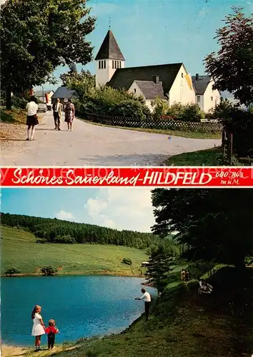 AK / Ansichtskarte  Hildfeld Kirche Seepartie Hildfeld