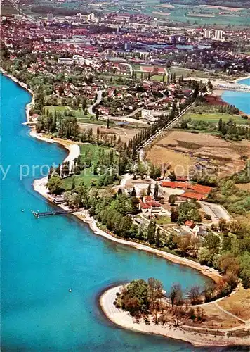 AK / Ansichtskarte  Radolfzell_Bodensee Fliegeraufnahme mit Halbinsel und Kursanatorium Mettnau Radolfzell Bodensee